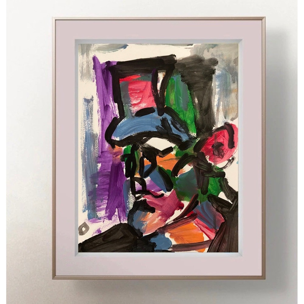 Oman Original Art 9x12 Neo Expressionist Paper Frankenstein Halloween Painting